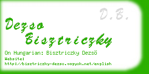 dezso bisztriczky business card